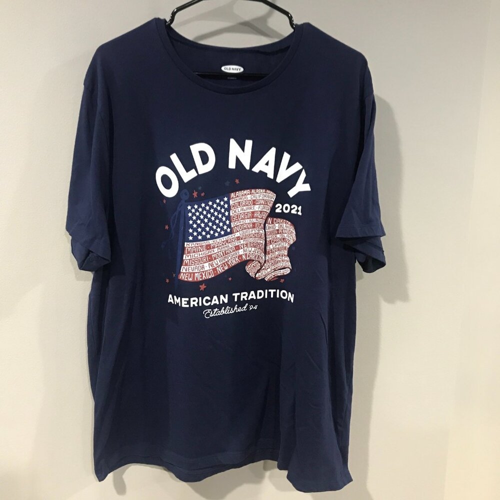 Old Navy Womens XXL Shirt - American Tradition Tee - Navy Blue - NICE CONDITION